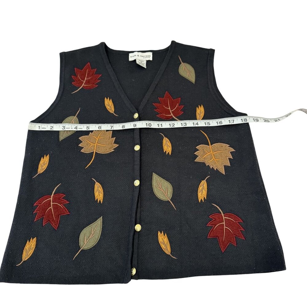 Vintage Croft & Barrow Women's Gray Fall Leaves Sleeveless Sweater Vest Size M - Picture 4 of 7